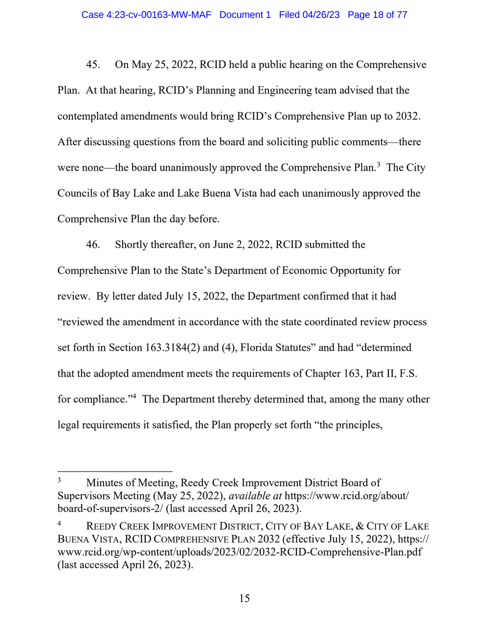 Page 18 from Disney First Amendment Lawsuit against Florida Gov. Ron DeSantis