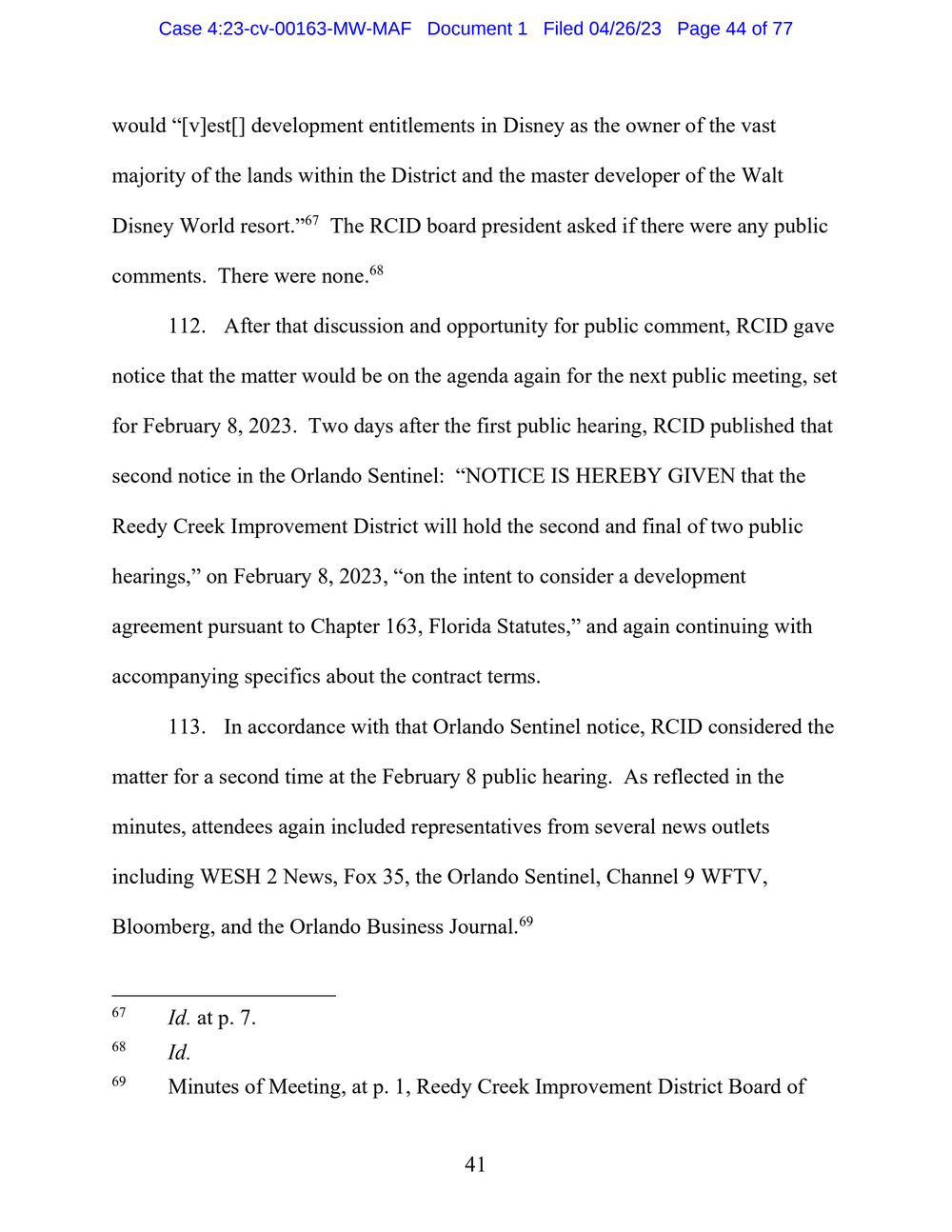 Page 44 from Disney First Amendment Lawsuit against Florida Gov. Ron DeSantis