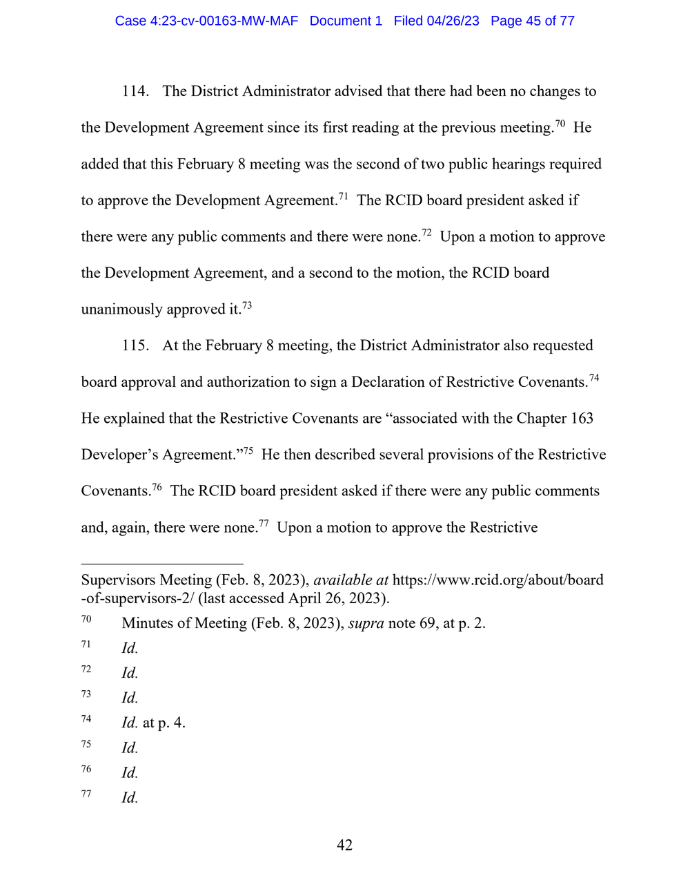 Page 45 from Disney First Amendment Lawsuit against Florida Gov. Ron DeSantis