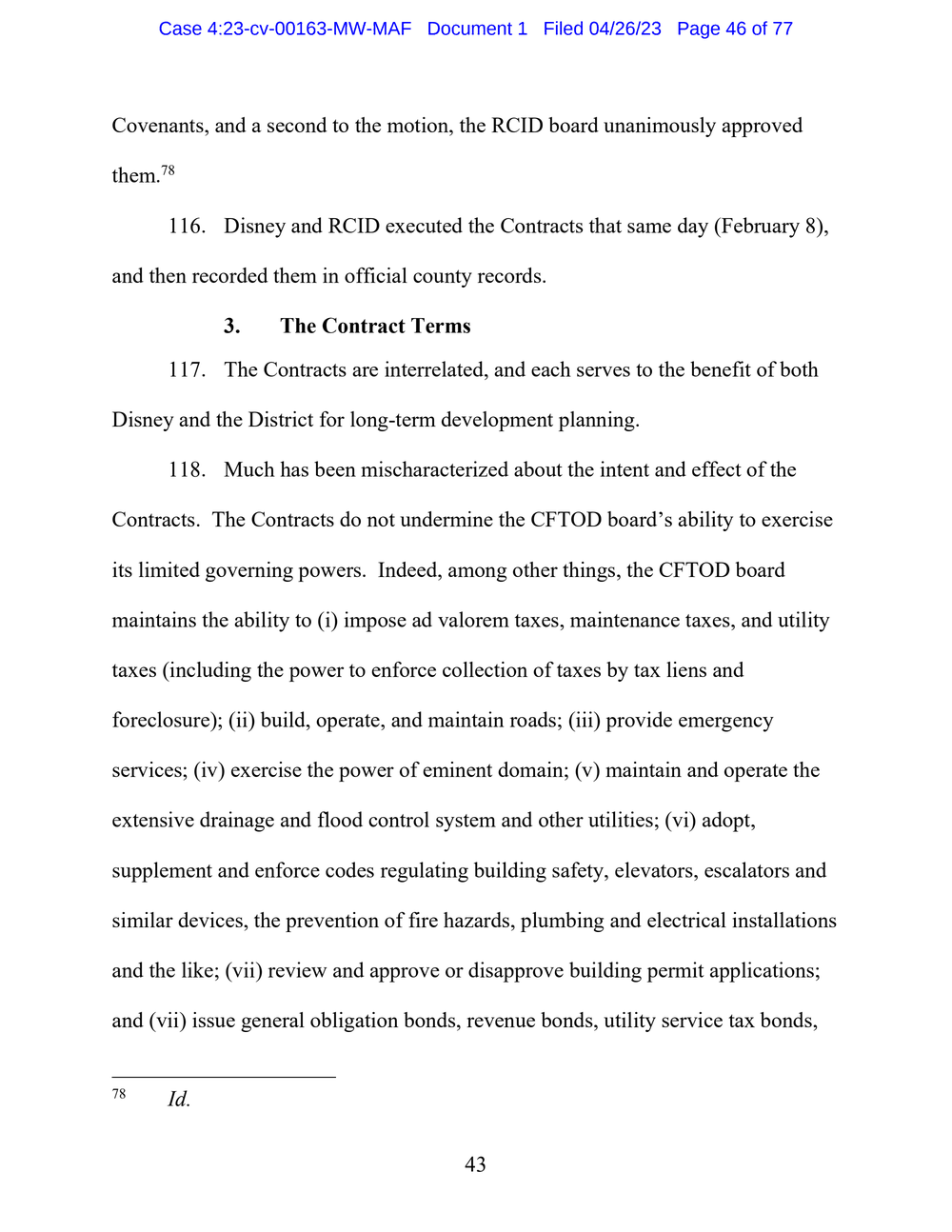 Page 46 from Disney First Amendment Lawsuit against Florida Gov. Ron DeSantis