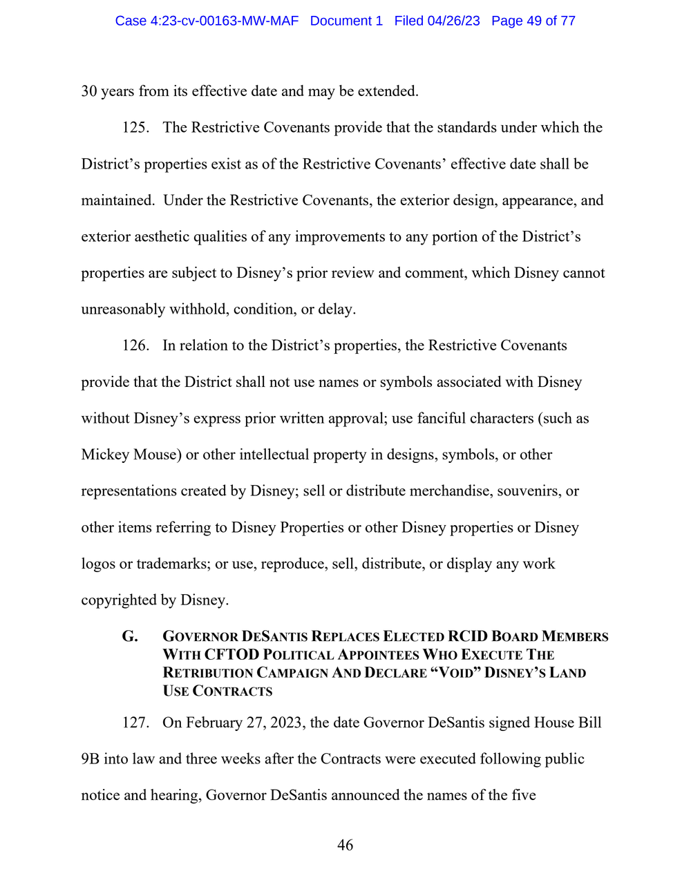 Page 49 from Disney First Amendment Lawsuit against Florida Gov. Ron DeSantis