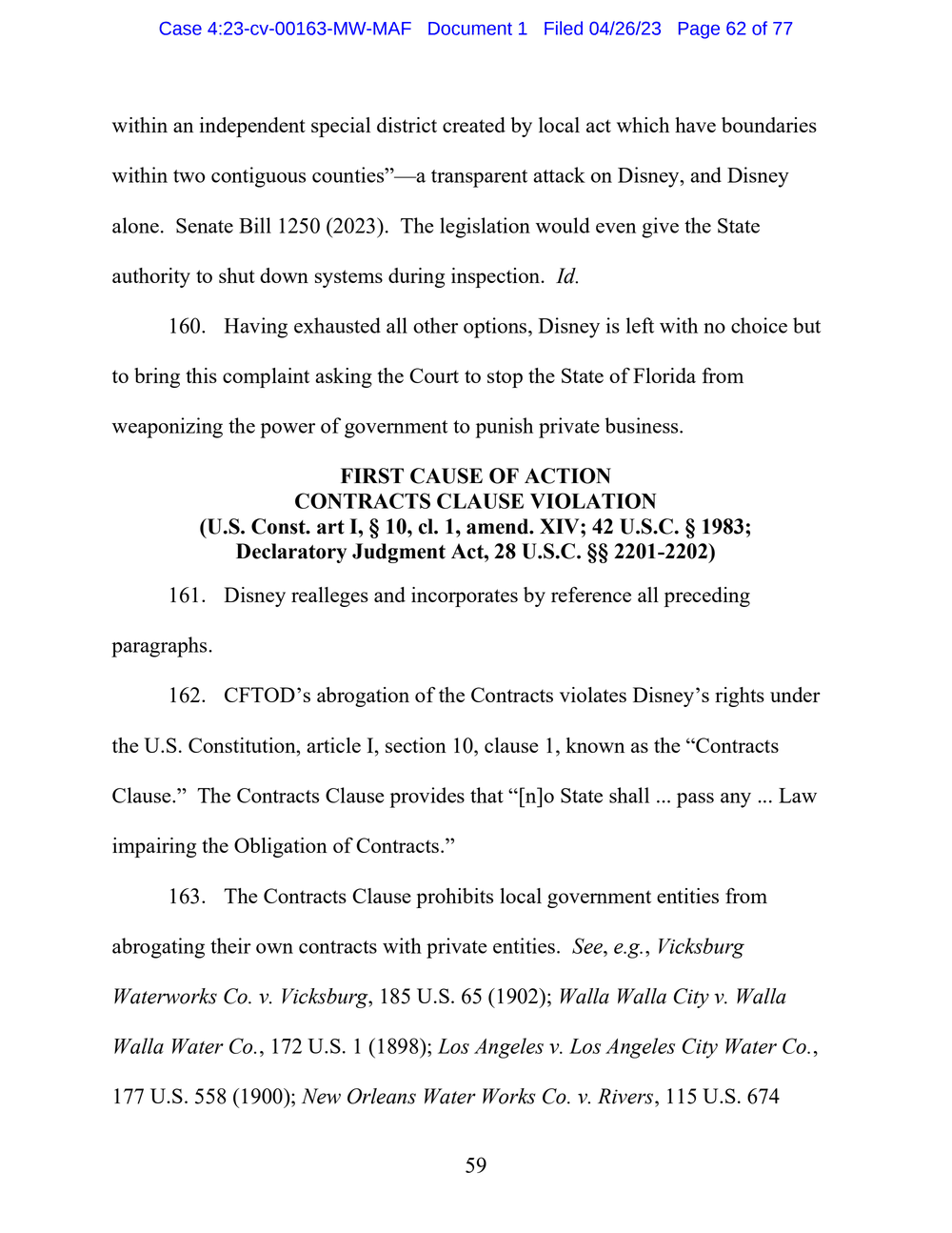 Page 62 from Disney First Amendment Lawsuit against Florida Gov. Ron DeSantis