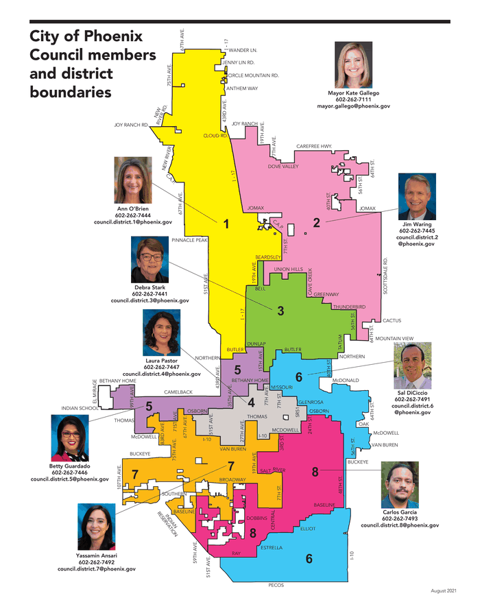 Map City Of Phoenix Council Members And District Boundaries Documentcloud 7422
