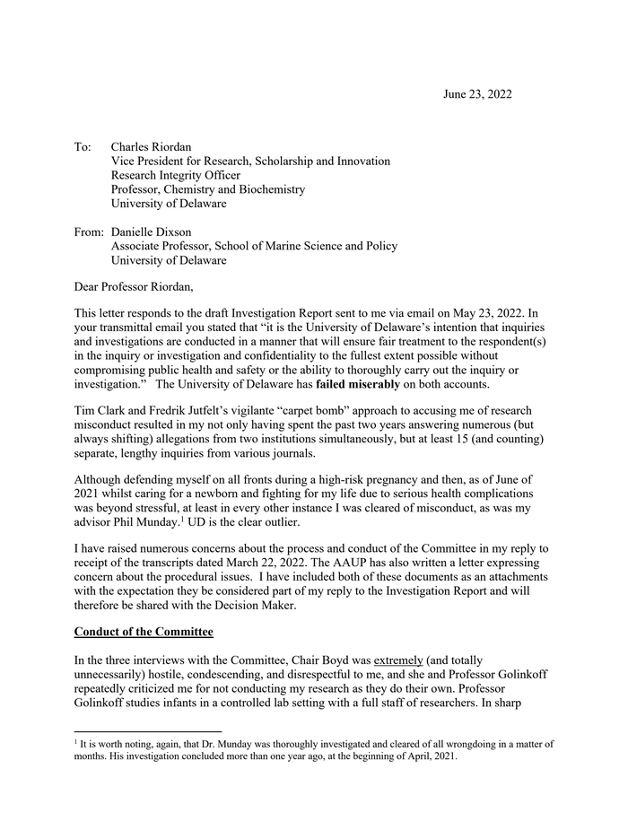 Exhibit 5 - 2022, 06-23 UD Dixson Response to Draft Investigation ...