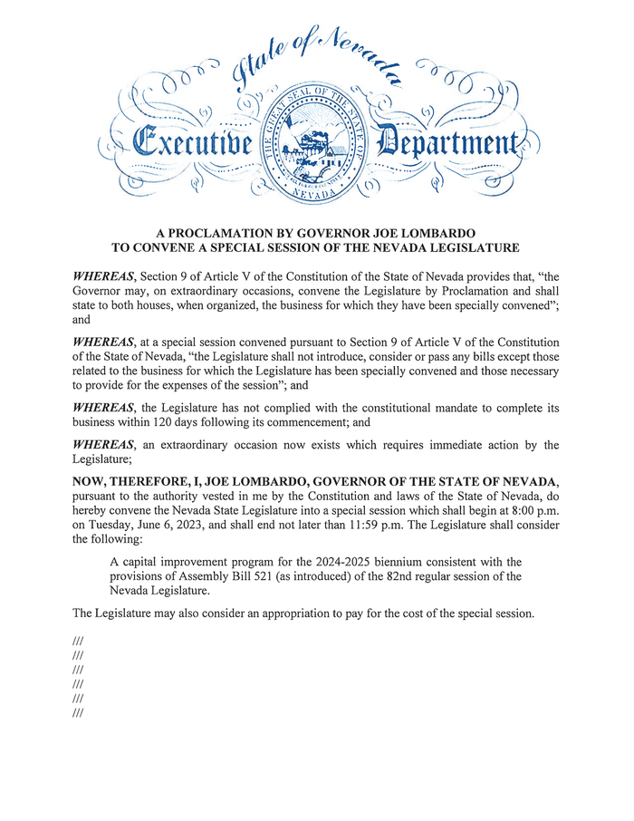 Special Session Proclamation_June 6, 2023 - DocumentCloud