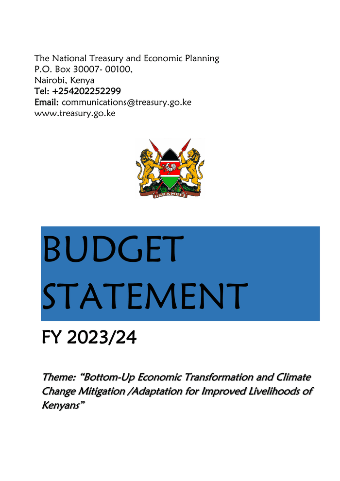 Kenya Budget Statement for Financial Year 2023/24 DocumentCloud