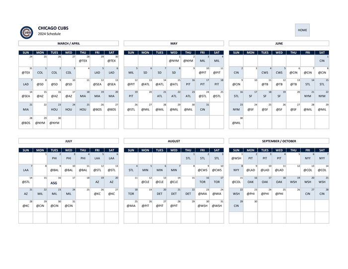Chicago Cubs 2024 Tentative Regular Season Schedule DocumentCloud