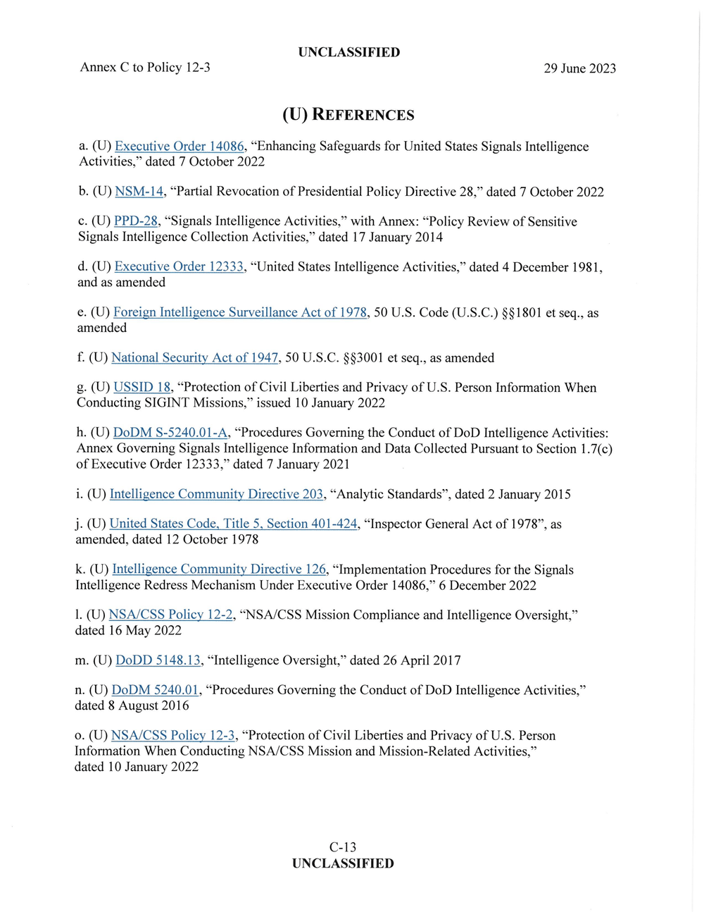 Page 13 from June 2023 NSA Internal Directives for SIGINT