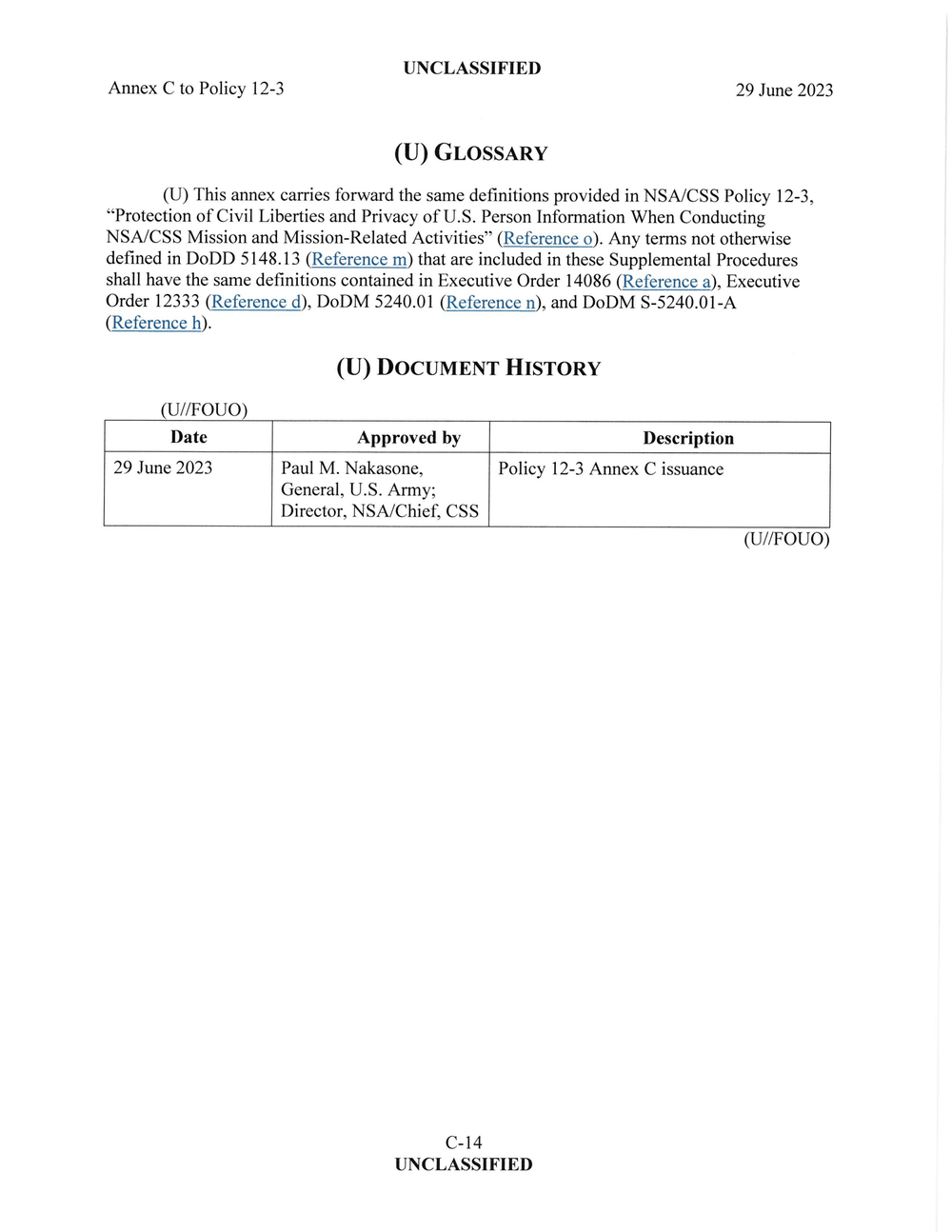 Page 14 from June 2023 NSA Internal Directives for SIGINT