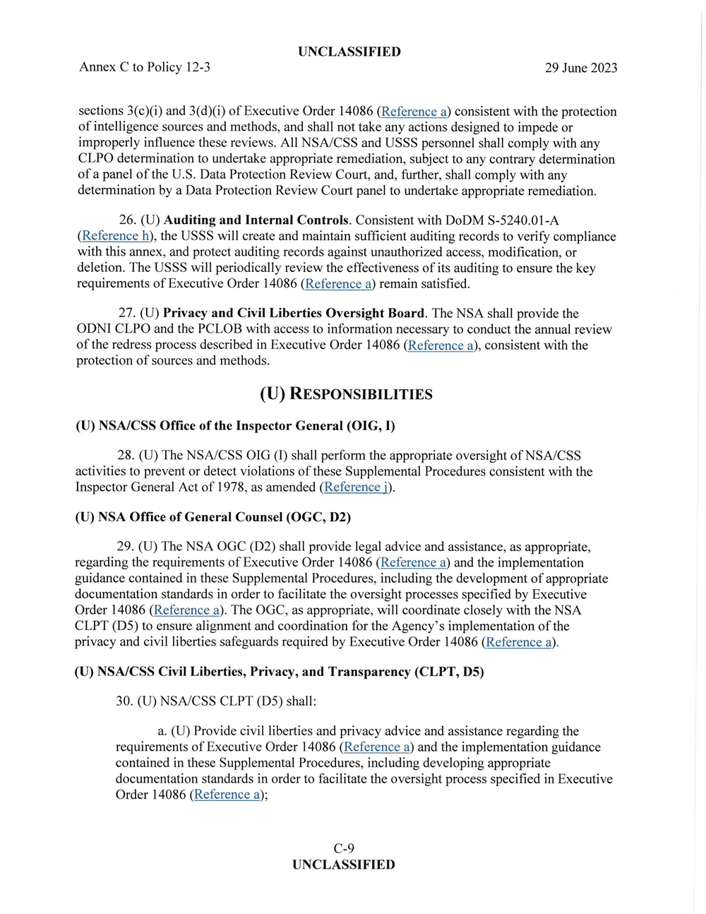 Page 9 from June 2023 NSA Internal Directives for SIGINT