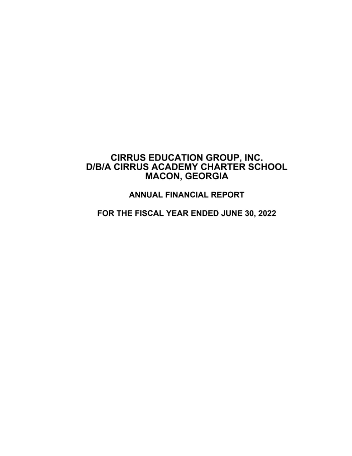 6.1.Audit.CIRRUS ACADEMY CHARTER SCHOOL FS22 - DocumentCloud