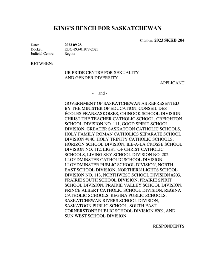 King S Bench Decision On Injunction On Sask Pronoun Education Policy   Kings Bench Decision On Injunction On Sask Pronoun Education Policy P1 Normal 