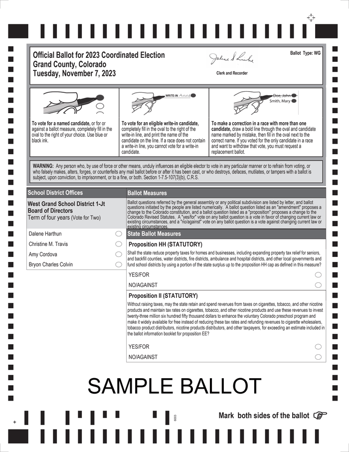 West Grand School District sample ballot 2023 DocumentCloud