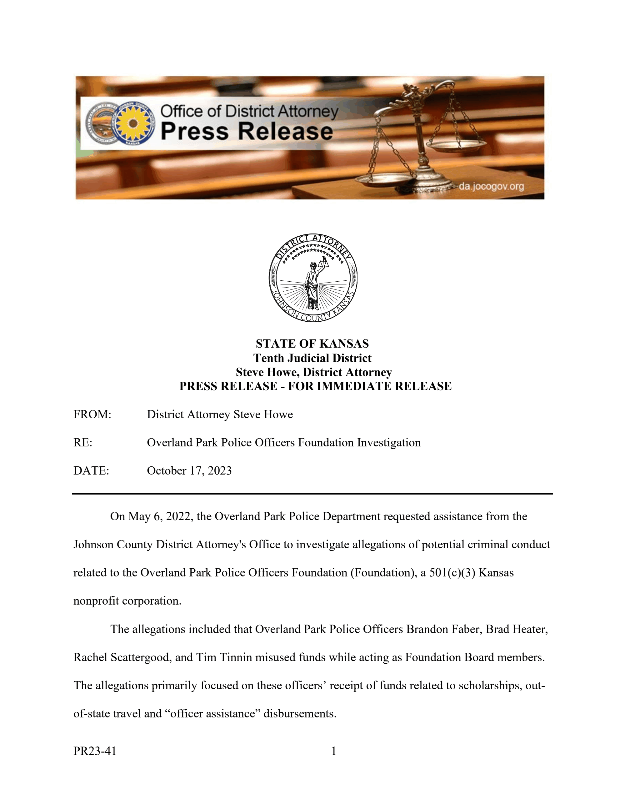 Page 1 of PR23-41-FOP-Investigation-Findings