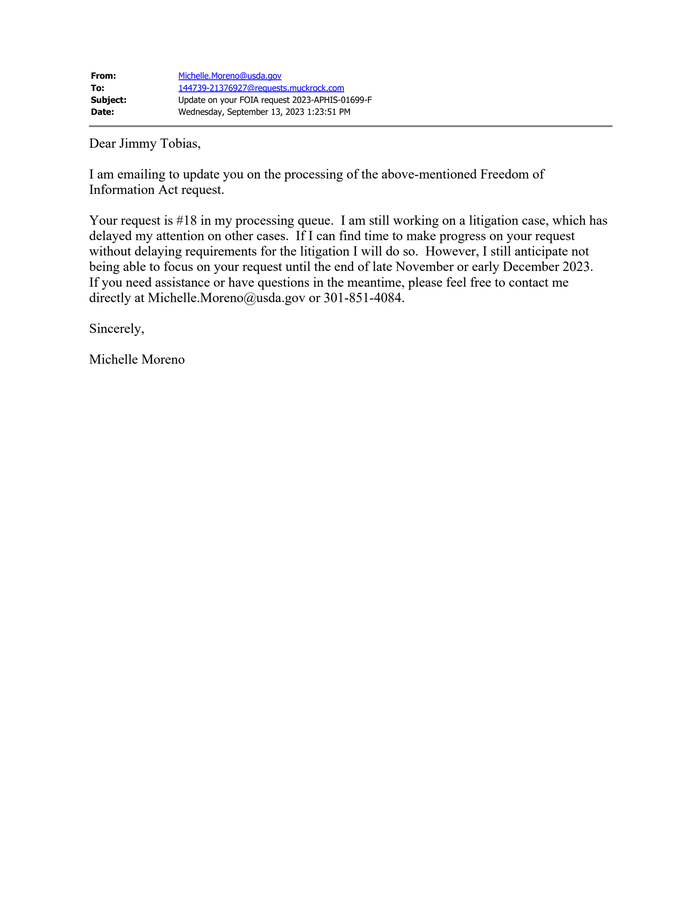 2023-01699-F Communication to Requester 20230913 - DocumentCloud