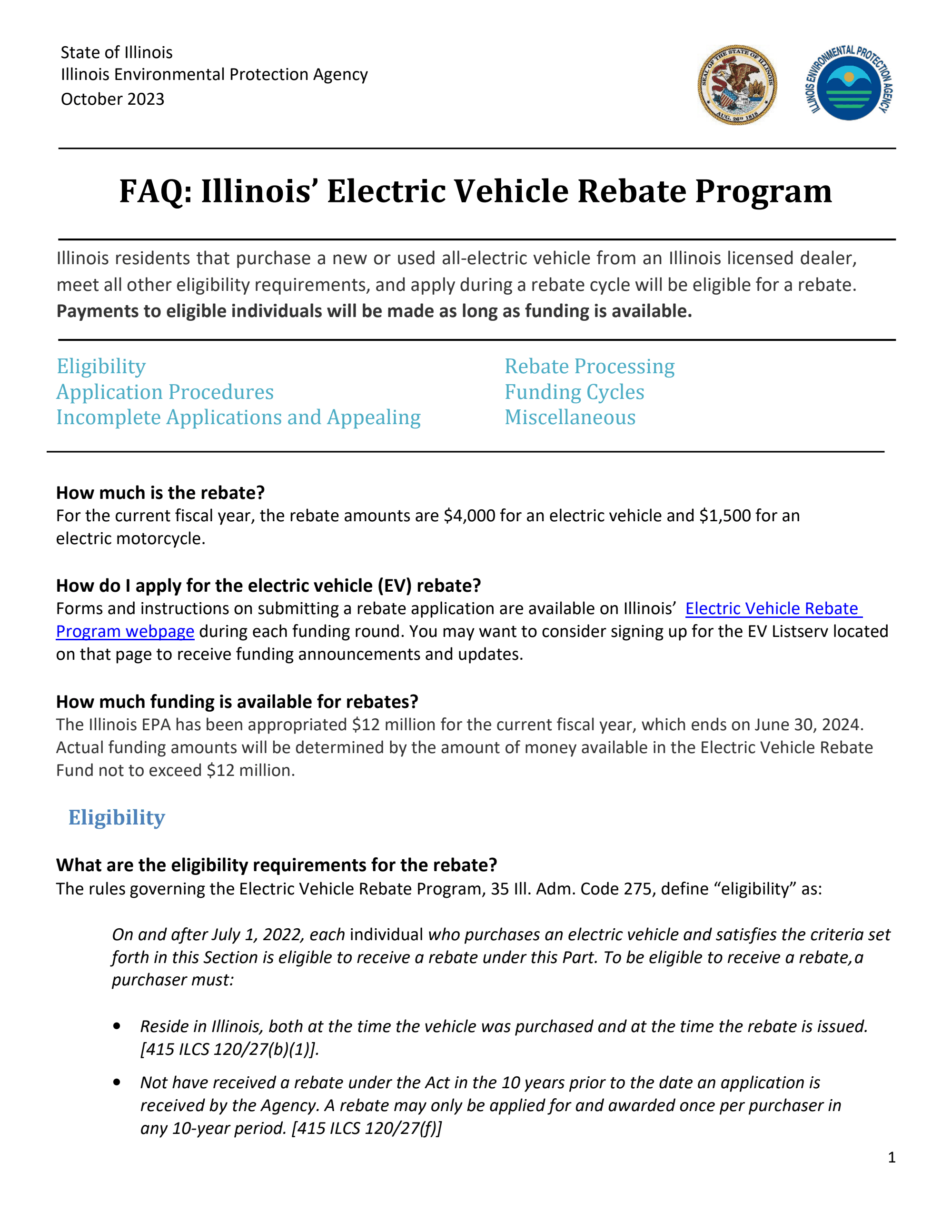 FAQ Illinois’ Electric Vehicle Rebate Program DocumentCloud