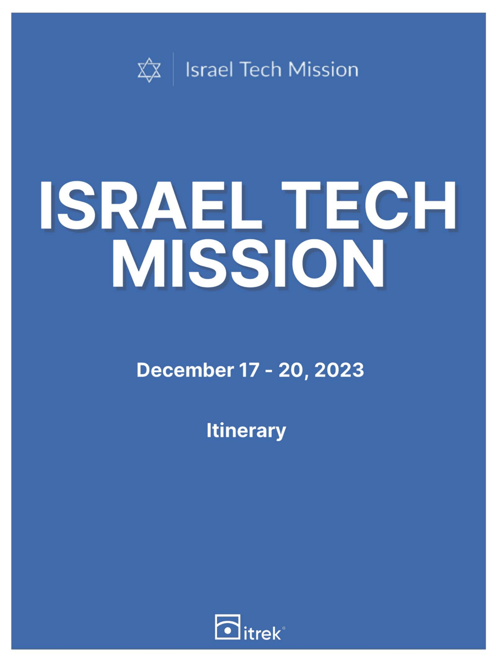 Page 1 from Israel Tech Mission Itinerary 2023