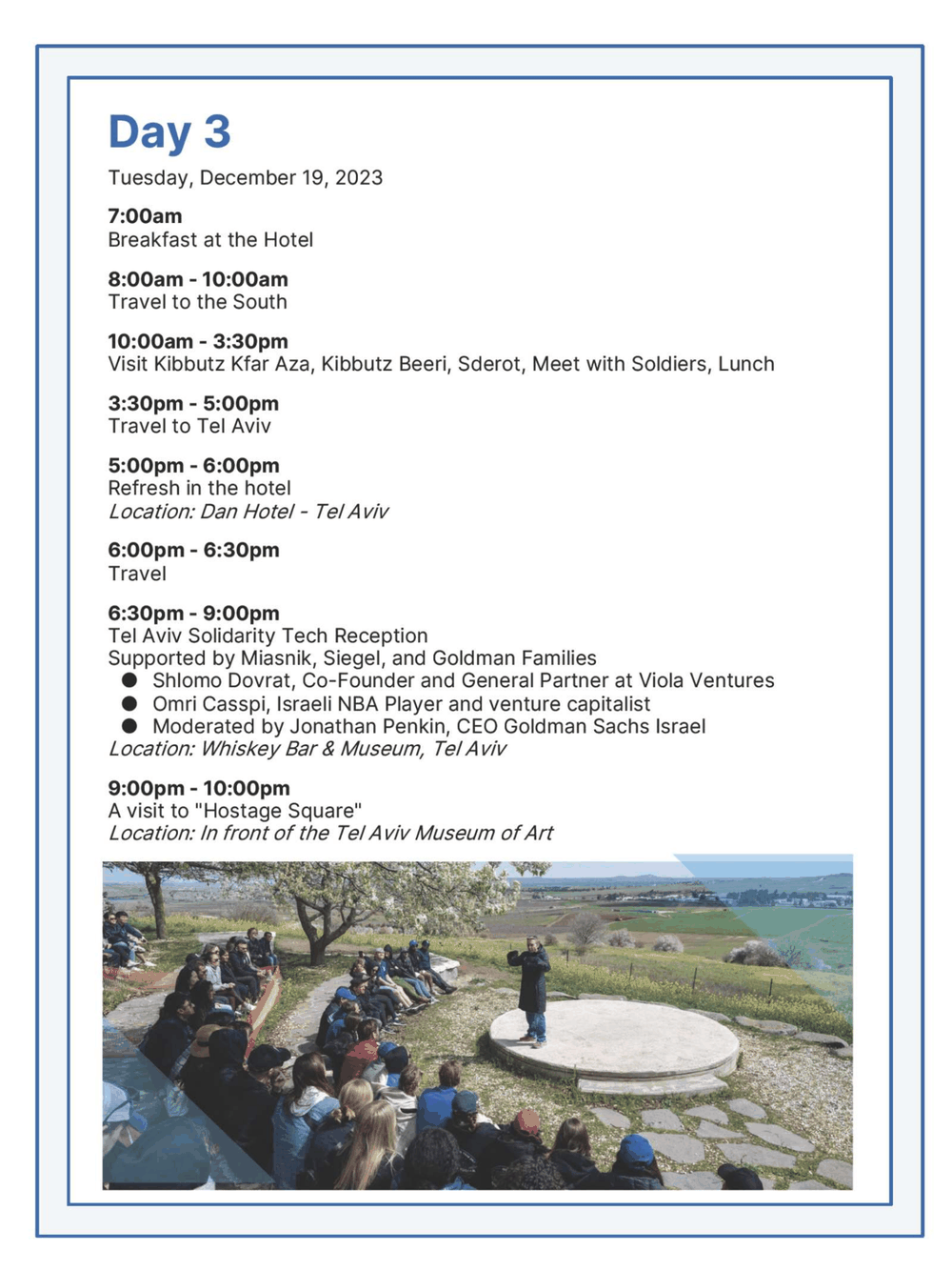 Page 4 from Israel Tech Mission Itinerary 2023