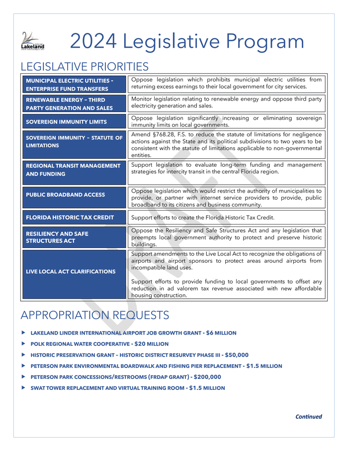 2024 Legislative Priorities One Pager First Draft DocumentCloud