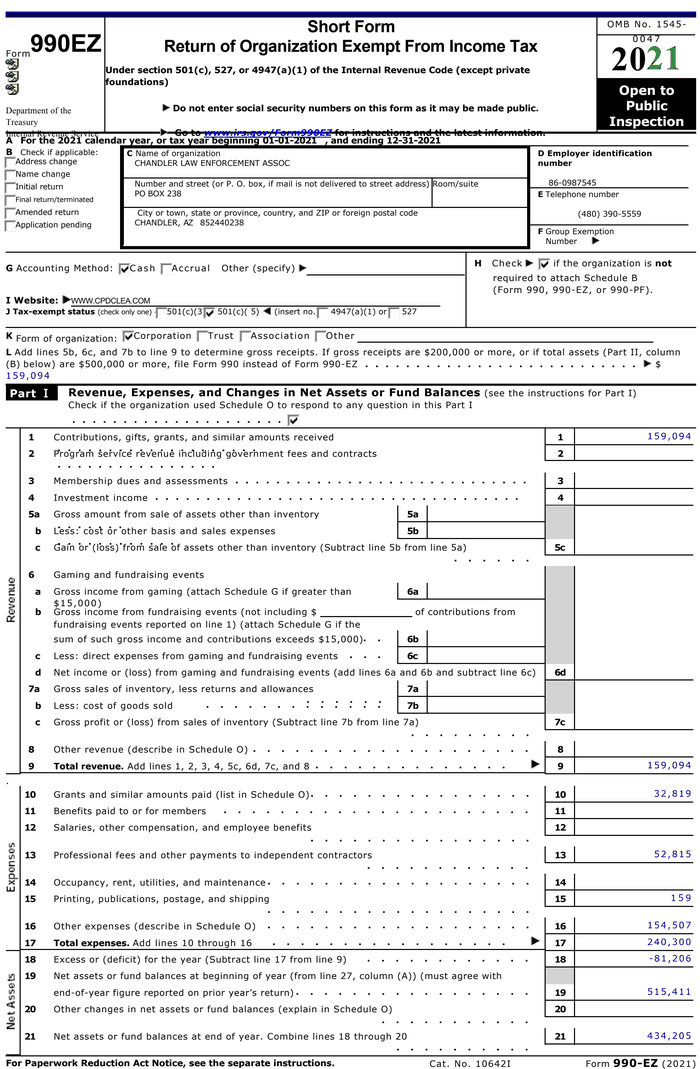 CLEA 990 for 2021 - DocumentCloud