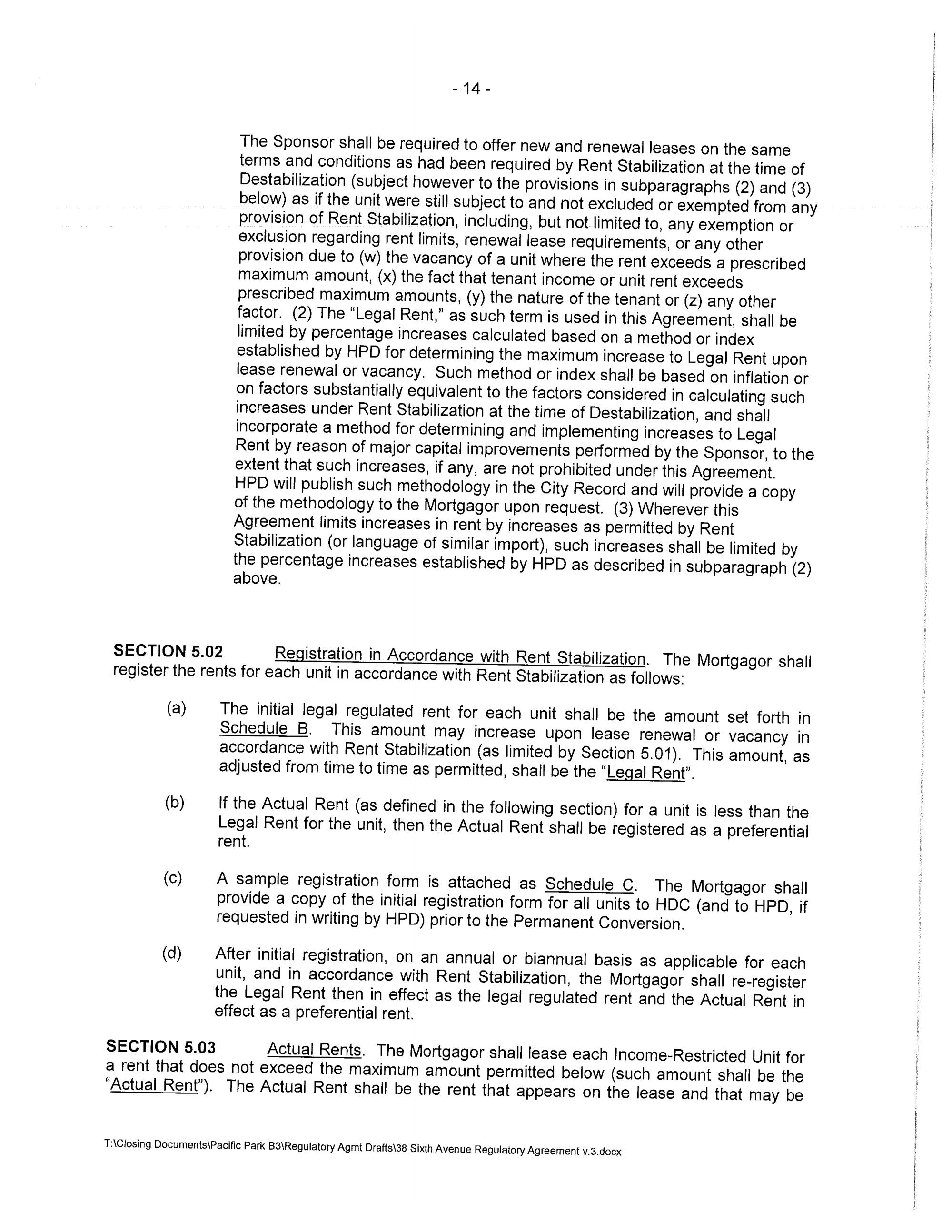 Page 17 of 38 Sixth Regulatory Agreement, June 17, 2015 rent levels