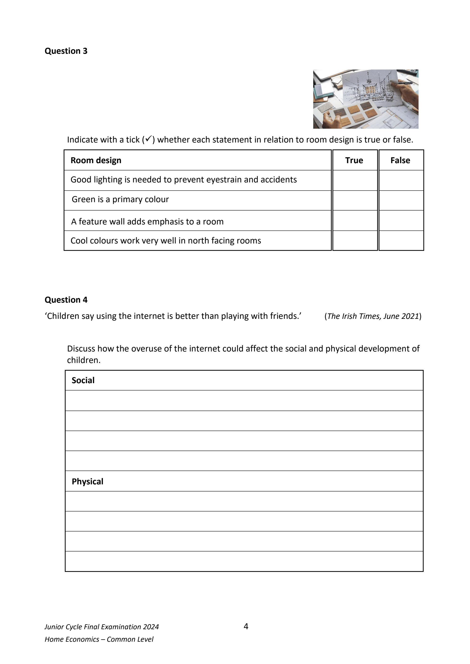 Page 4 of Junior Cycle home economics