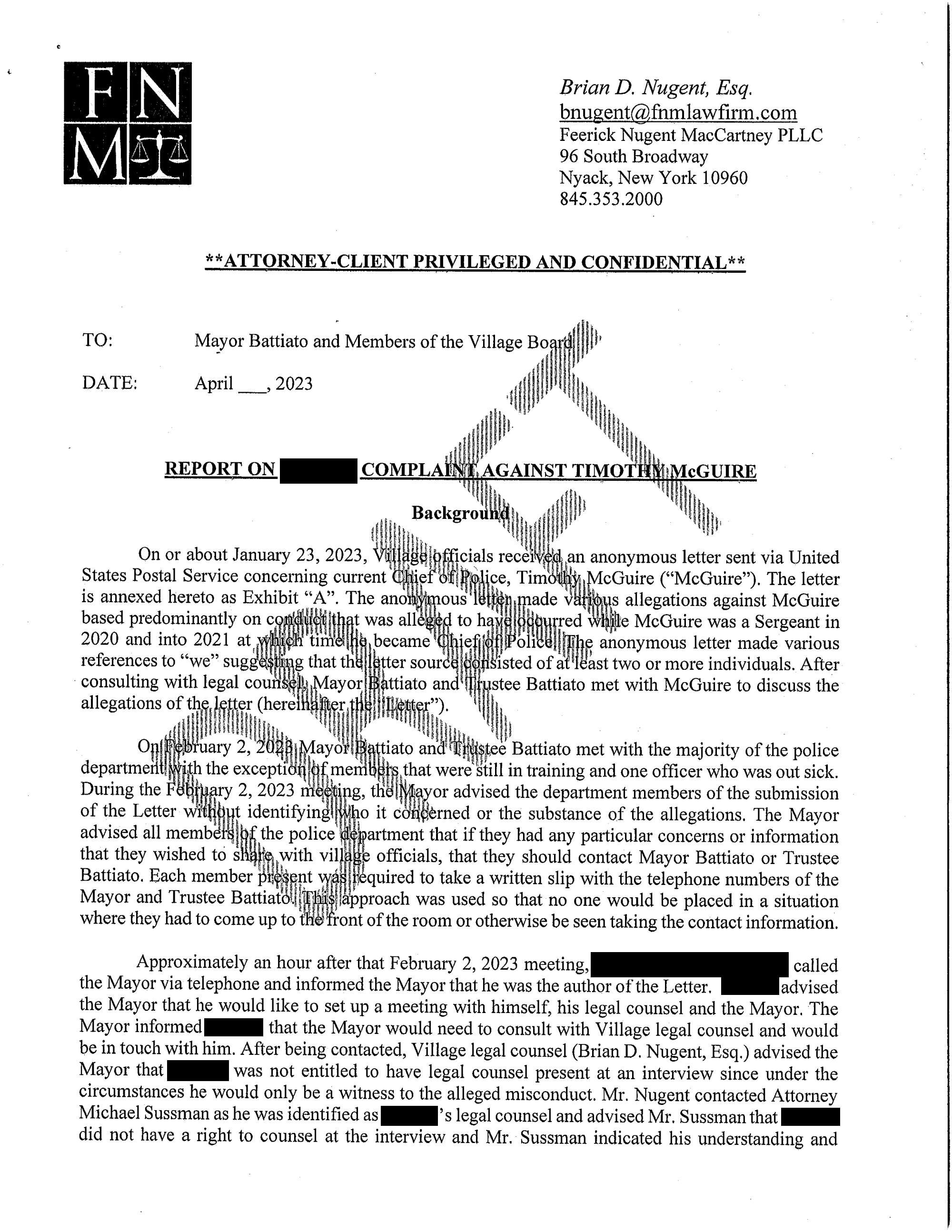 Page 1 of McGuire INVESTIGATION