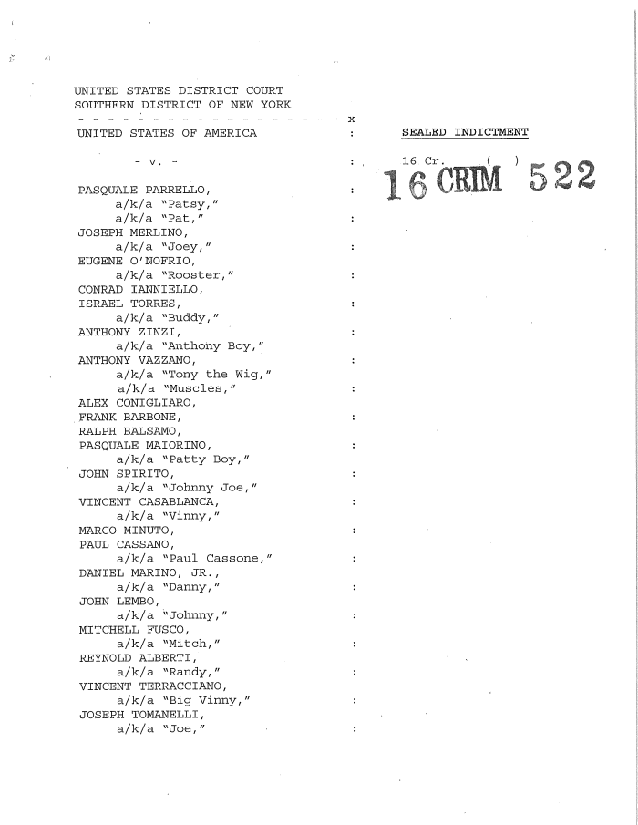 Page 1 of NYC-mob-indictment