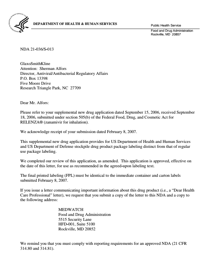 NDA021036-13-Labeling Revision-Letter - DocumentCloud
