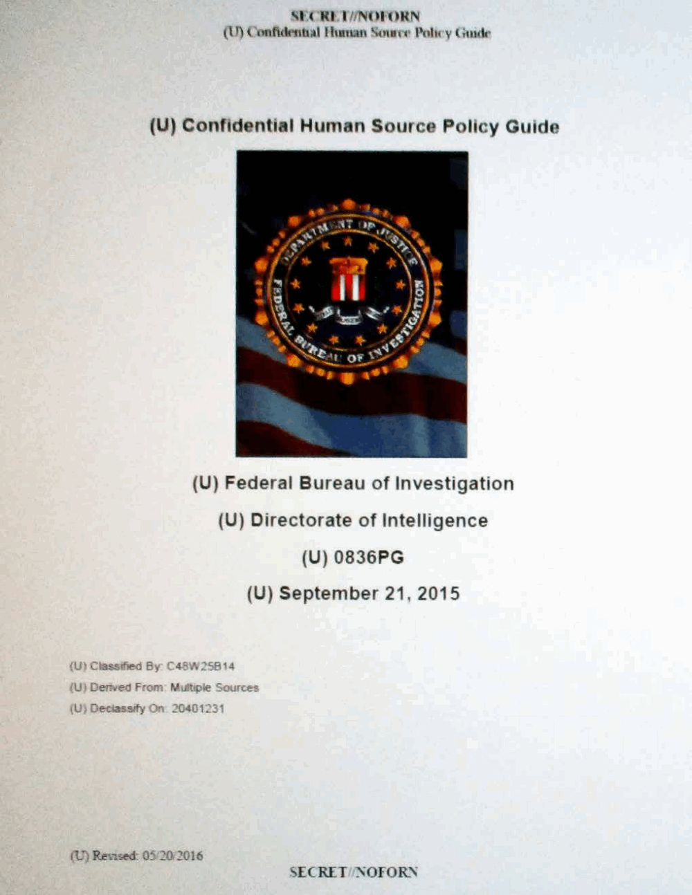 Page 1 from Confidential Human Source Policy Guide