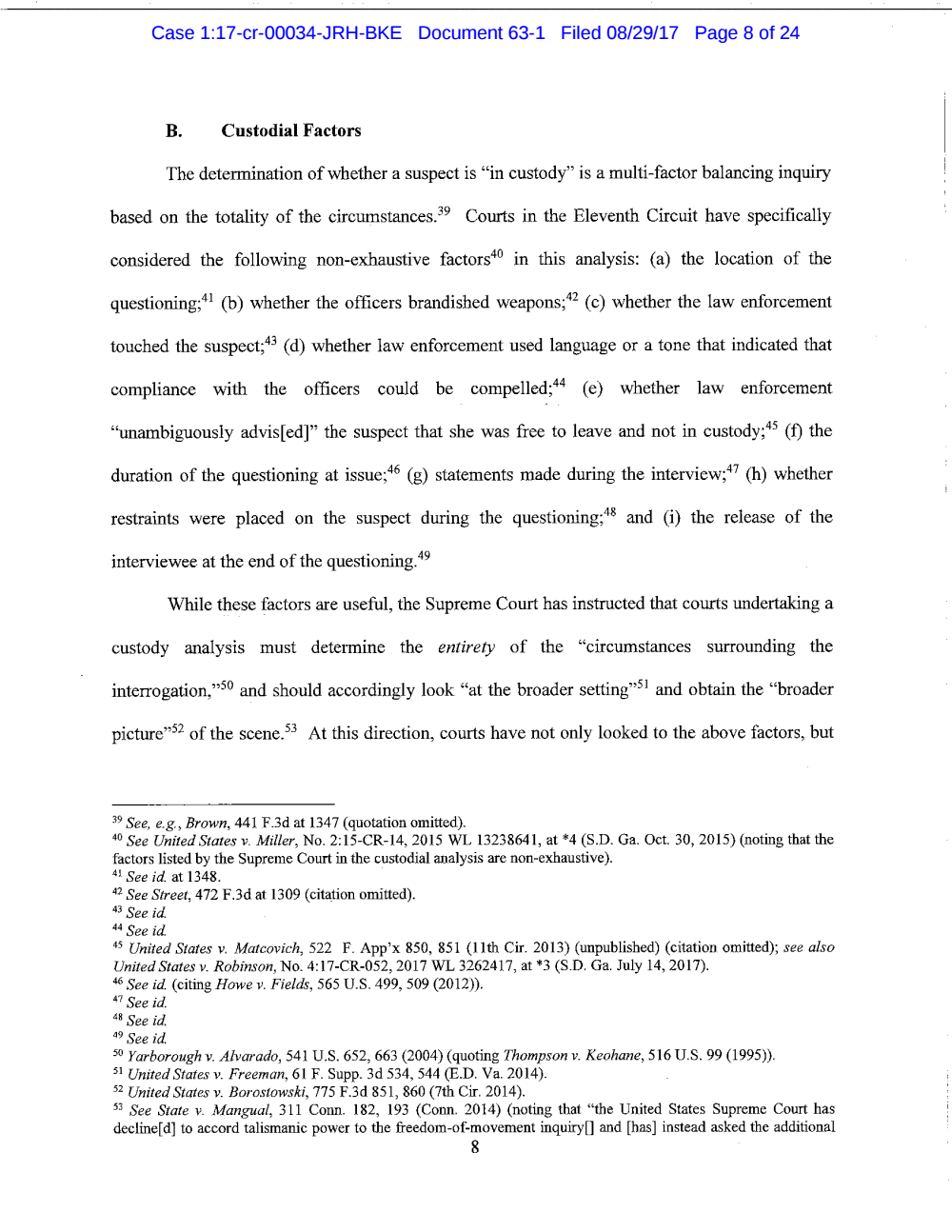 Page 8 from Reality Winner Memo in Support of Motion to Suppress
