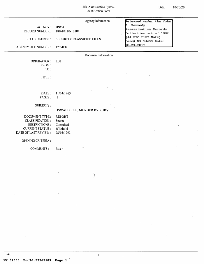 Page 1 of FBI sent agent to hospital before Oswald's death