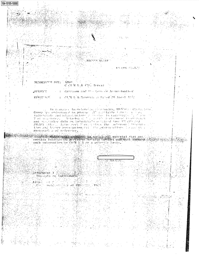 Page 1 of MEMORANDUM WITH ATTACHMENTS: SUBJECT - GARRISON AND THE KENNEDY ASSASSINATION