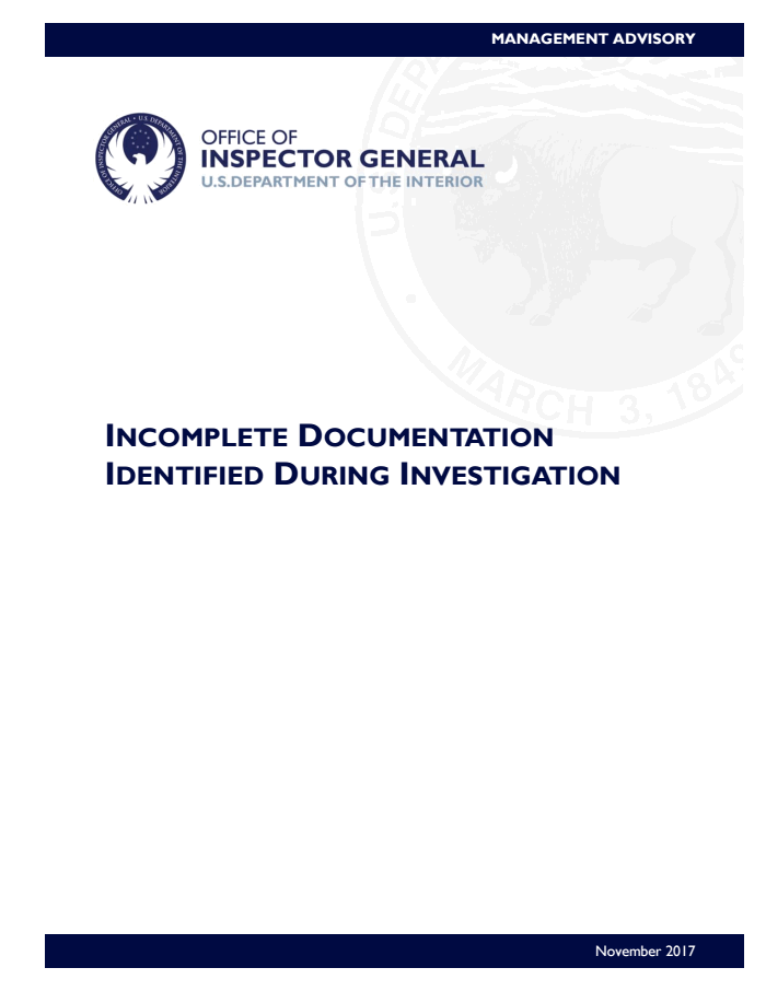 Page 1 of Inspector general document on Zinke travel