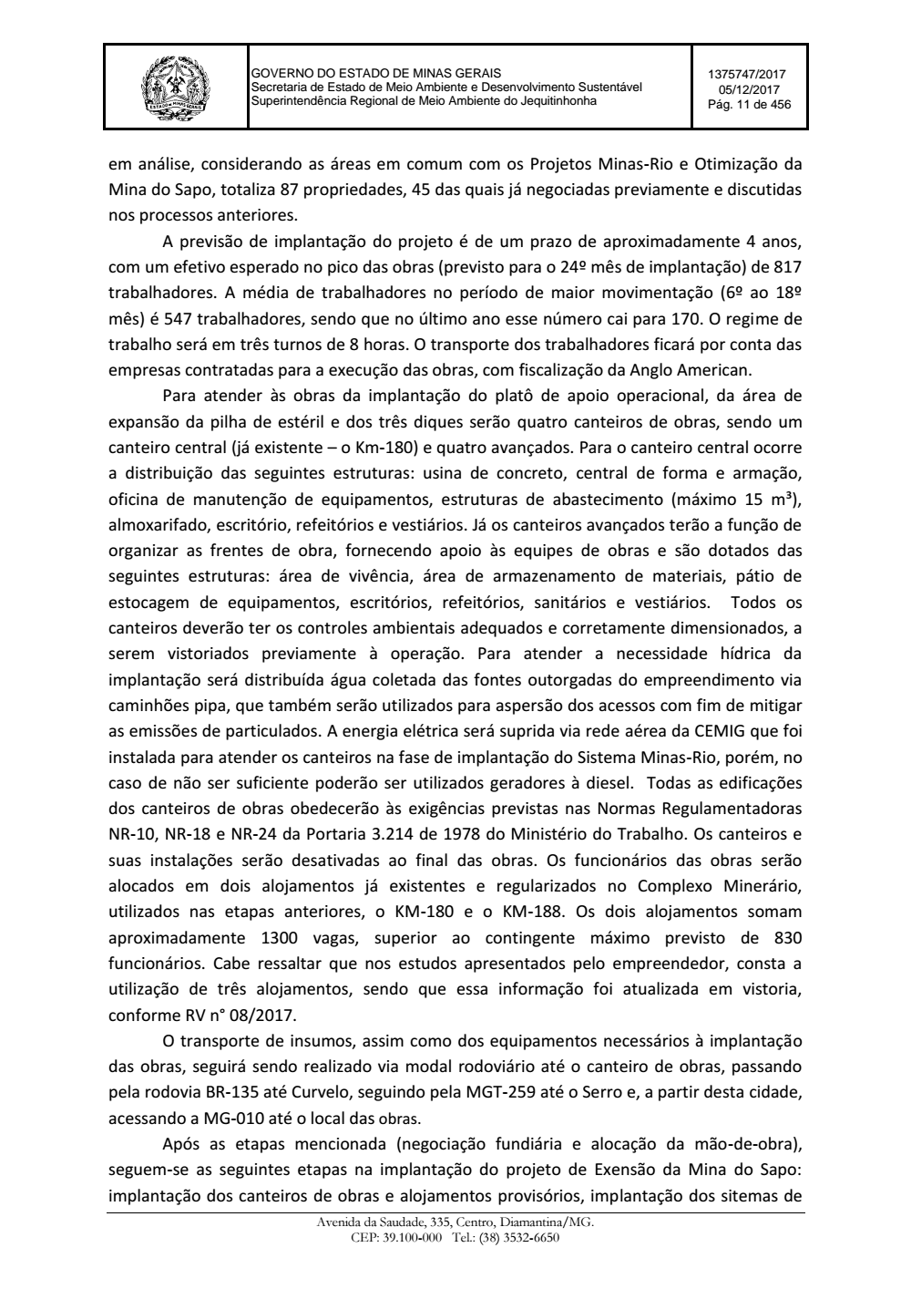 Page 11 from Parecer único da Secretaria de estado de Meio Ambiente e Desenvolvimento Sustentável (SEMAD)