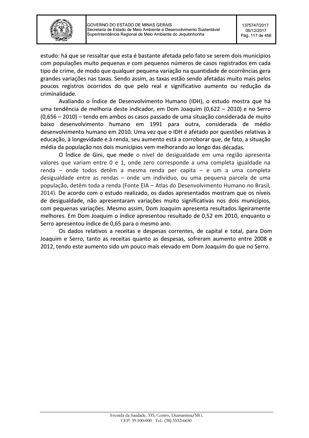 Page 117 from Parecer único da Secretaria de estado de Meio Ambiente e Desenvolvimento Sustentável (SEMAD)