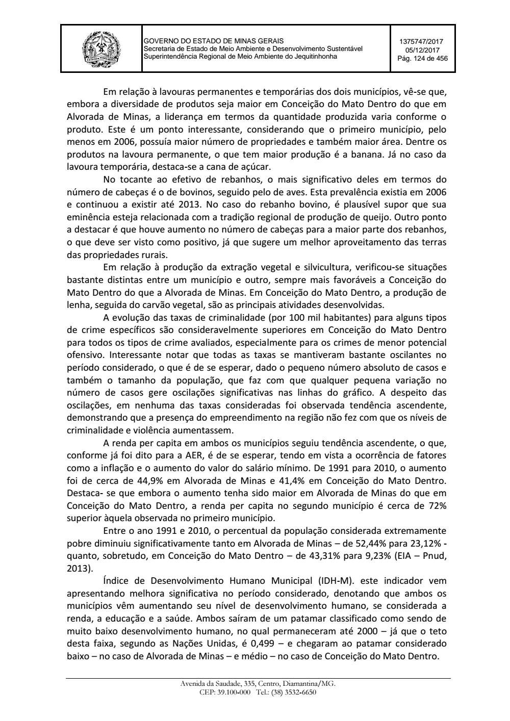Page 124 from Parecer único da Secretaria de estado de Meio Ambiente e Desenvolvimento Sustentável (SEMAD)