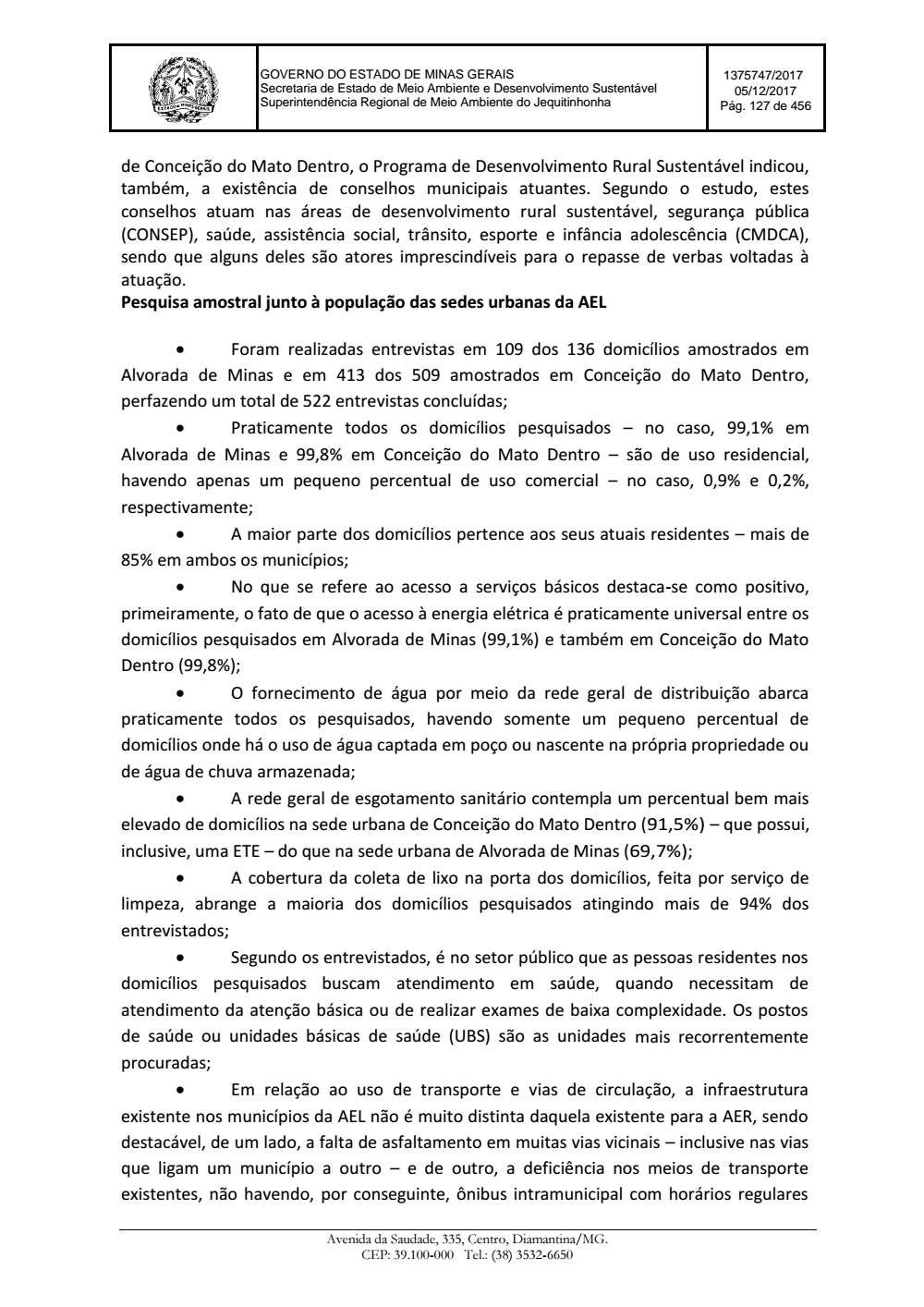 Page 127 from Parecer único da Secretaria de estado de Meio Ambiente e Desenvolvimento Sustentável (SEMAD)