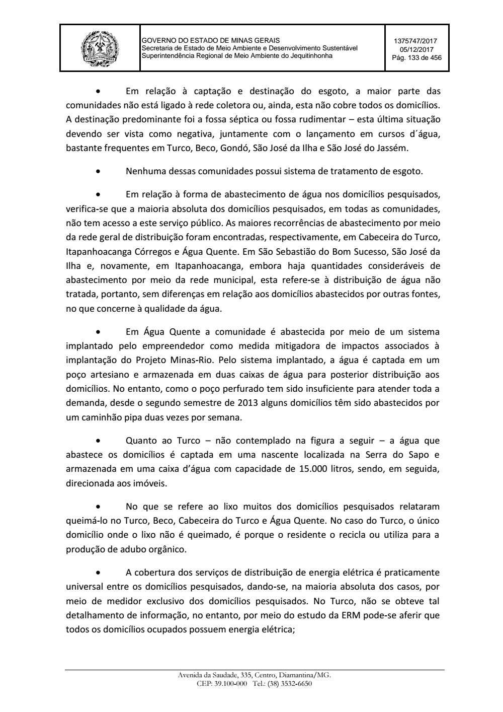Page 133 from Parecer único da Secretaria de estado de Meio Ambiente e Desenvolvimento Sustentável (SEMAD)