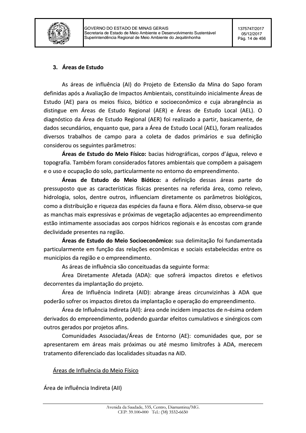 Page 14 from Parecer único da Secretaria de estado de Meio Ambiente e Desenvolvimento Sustentável (SEMAD)