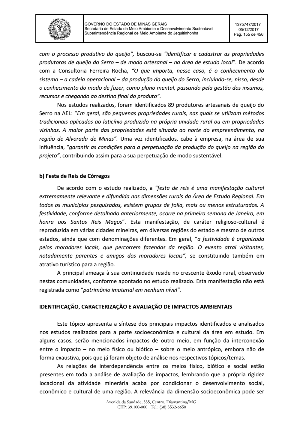 Page 155 from Parecer único da Secretaria de estado de Meio Ambiente e Desenvolvimento Sustentável (SEMAD)