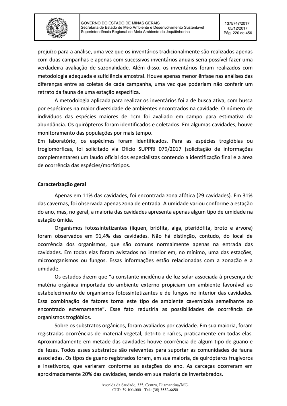 Page 220 from Parecer único da Secretaria de estado de Meio Ambiente e Desenvolvimento Sustentável (SEMAD)
