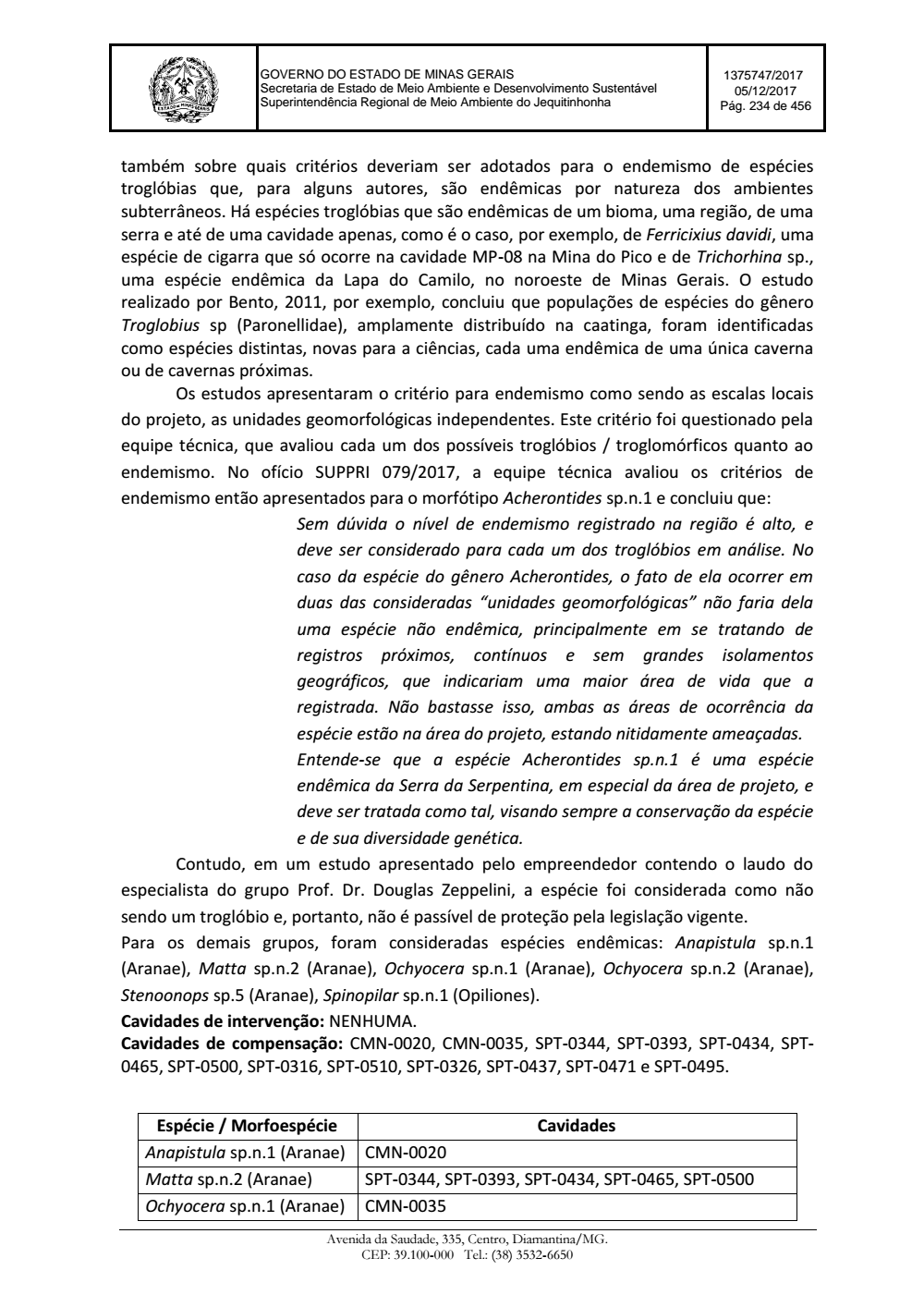 Page 234 from Parecer único da Secretaria de estado de Meio Ambiente e Desenvolvimento Sustentável (SEMAD)