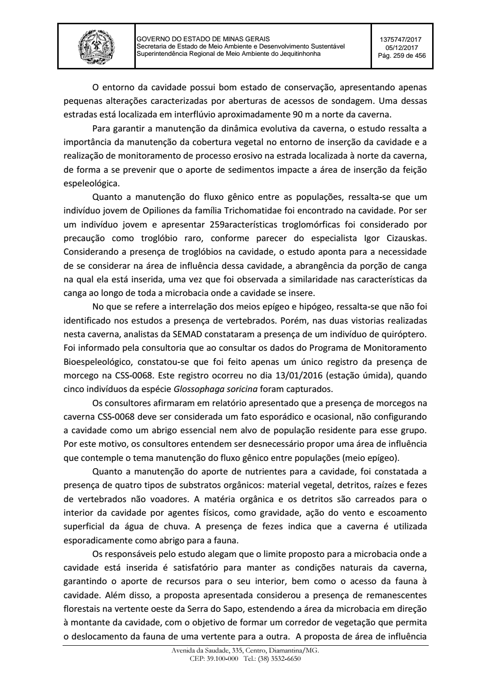 Page 259 from Parecer único da Secretaria de estado de Meio Ambiente e Desenvolvimento Sustentável (SEMAD)