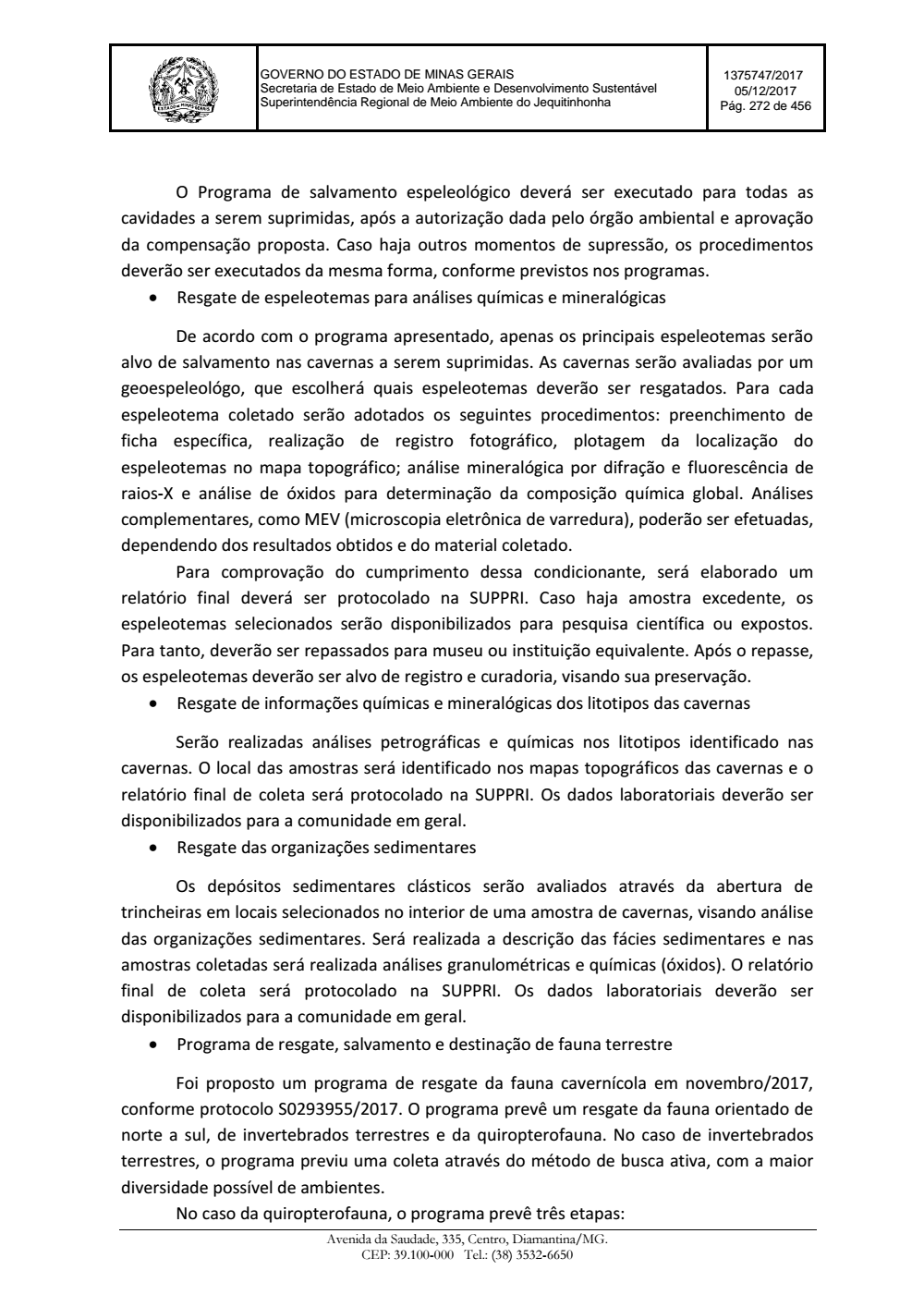 Page 272 from Parecer único da Secretaria de estado de Meio Ambiente e Desenvolvimento Sustentável (SEMAD)