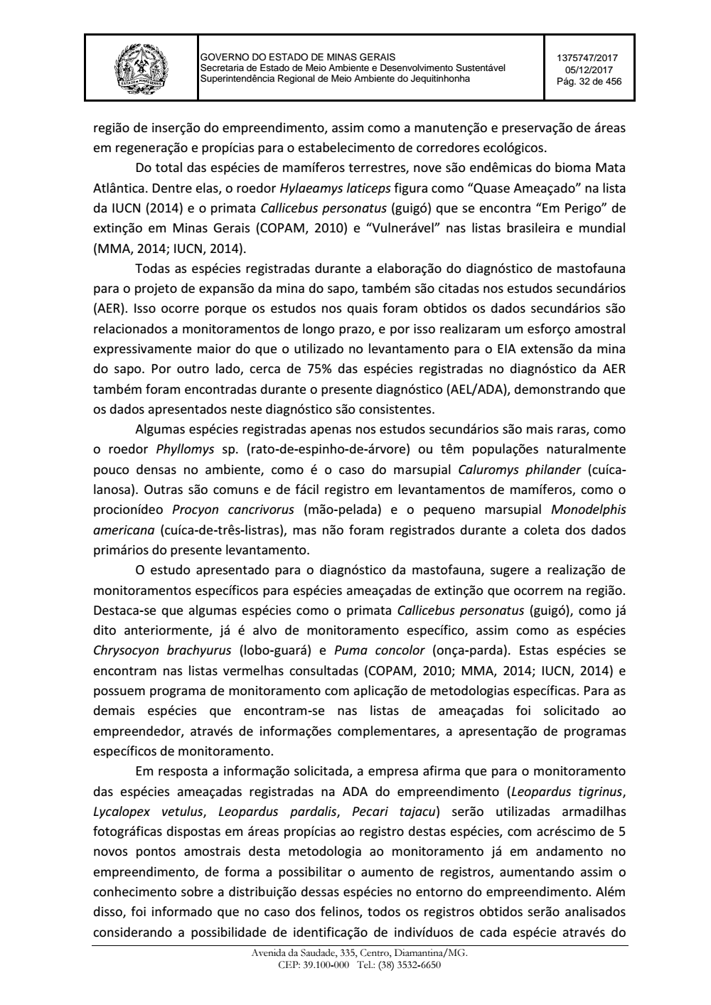 Page 32 from Parecer único da Secretaria de estado de Meio Ambiente e Desenvolvimento Sustentável (SEMAD)