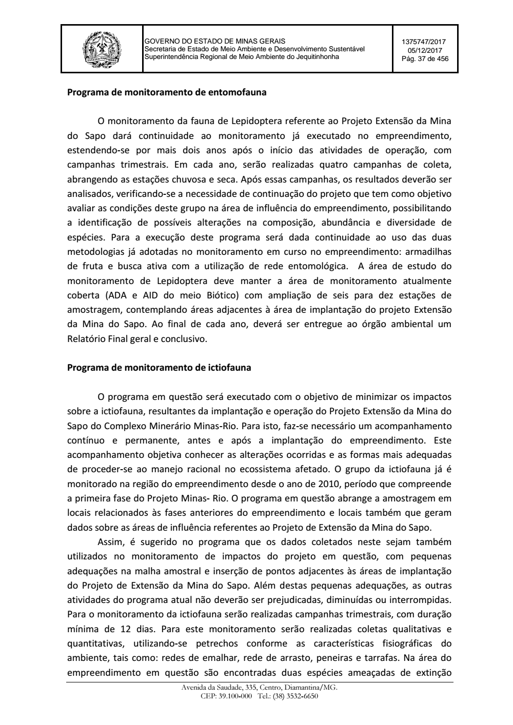 Page 37 from Parecer único da Secretaria de estado de Meio Ambiente e Desenvolvimento Sustentável (SEMAD)