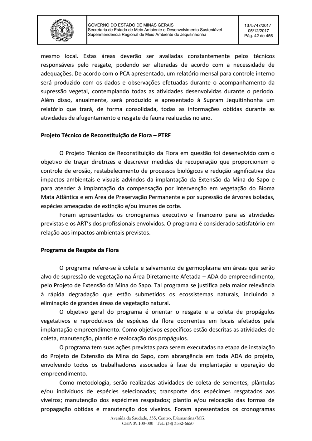 Page 42 from Parecer único da Secretaria de estado de Meio Ambiente e Desenvolvimento Sustentável (SEMAD)
