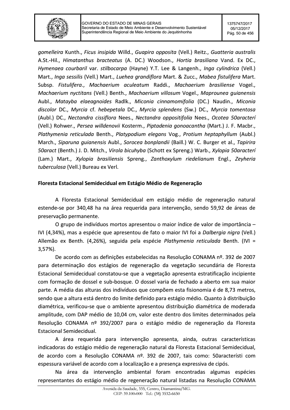 Page 50 from Parecer único da Secretaria de estado de Meio Ambiente e Desenvolvimento Sustentável (SEMAD)