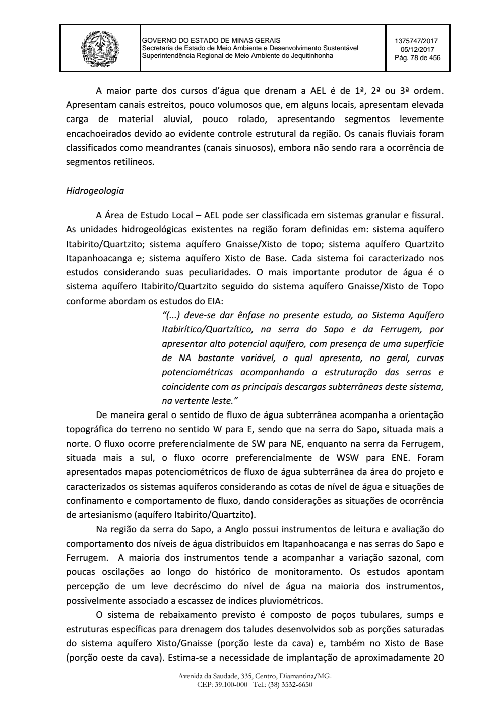 Page 78 from Parecer único da Secretaria de estado de Meio Ambiente e Desenvolvimento Sustentável (SEMAD)